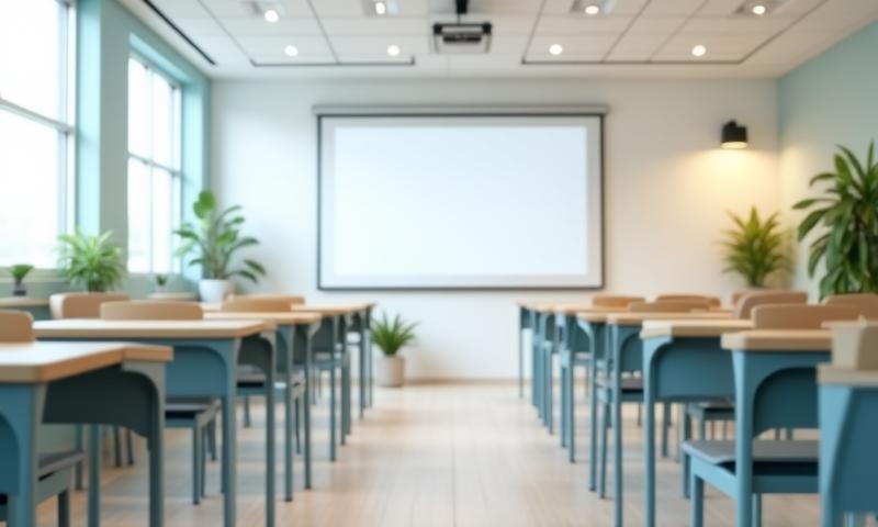 Aula moderna y bien iluminada en Academia Lingua.